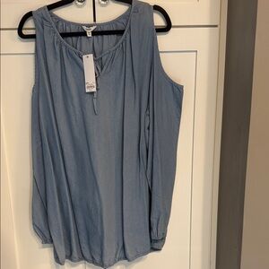 Sonoma Light Blue Sleeveless Tie-Neck Tunic